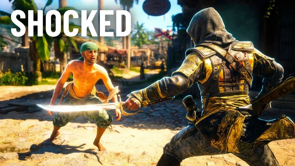 Edward Kenway faces down a foe in Assassin's Creed Black Flag Resynced