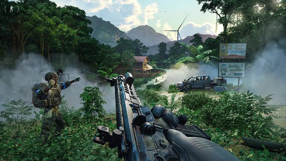 A tactical extraction shooter firefight on a jungle island